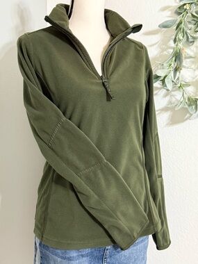 Poivre Blanc Army Green Fleece Pullover Quarter Zip